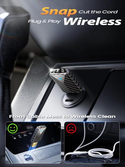 Mini Wireless CarPlay Adapter for iPhone & Android Auto (2026 Upgrade), No Delay, Fast & Stable Connection, Plug & Play, Converts Wired to Wireless Carplay Dongle for 2016+ Cars, USB-A/Type-C Port - Image 2