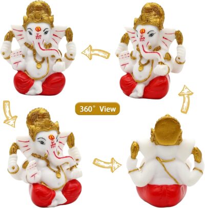 alikiki Ganesha Statue for Car Dashboard – 3.5" H Polystone Hindu God Lord Ganpati Murti Idol for Pooja Mandir Temple Altar Puja Decor Diwali Housewarming Wedding Spiritual Gifts for Indians - Image 2