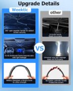 [2026 Upgraded] Weektic Truck Windshield Sun Shade for F-150/Silverado/Tundra/RAM 1500/Sierra - 5 Layers Ice Crystal Coating Blocks 99% UV, Cools Interior | 360° Swivel Handle for Easy Use - Image 7