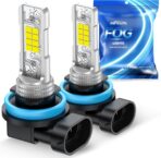 Marsauto H11/H8 LED Fog Light Bulb, 10000 Lumens 6000K White Super Bright & Compact H16/H8/H11 LED Bulb, 1:1 Mini Size Plug and Play Fog Lights, Side Marker & Parking Light Combos, Pack of 2