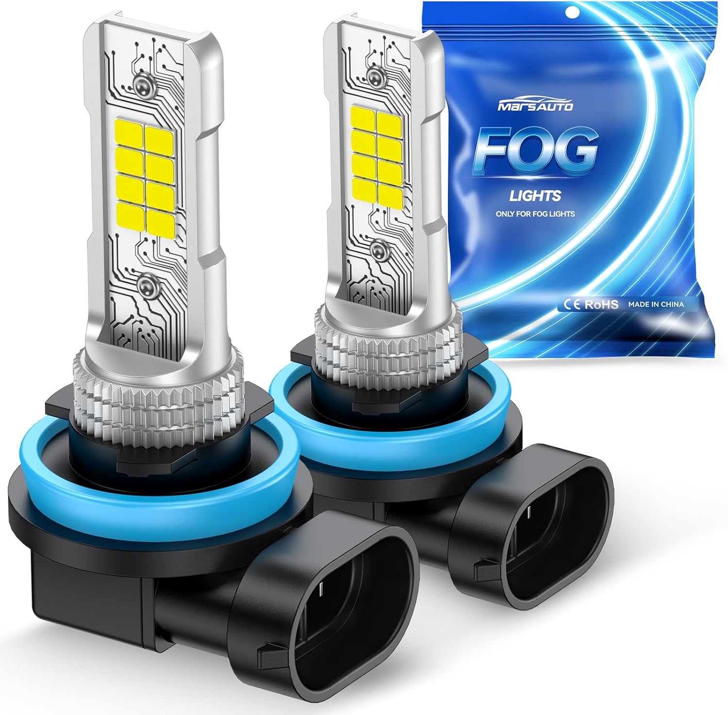 71Z62t4XvAL._AC_SL1500_.jpg Marsauto H11/H8 LED Fog Light Bulb, 10000 Lumens 6000K White Super Bright & Compact H16/H8/H11 LED Bulb, 1:1 Mini Size Plug and Play Fog Lights, Side Marker & Parking Light Combos, Pack of 2 - Image 1