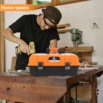 16.5-Inch Tool Box Organizer 3-Layer Multiplication Plastic Storage Toolbox with Portable Handle Perfect for Home Office Car Trunk Fishing - Image 3