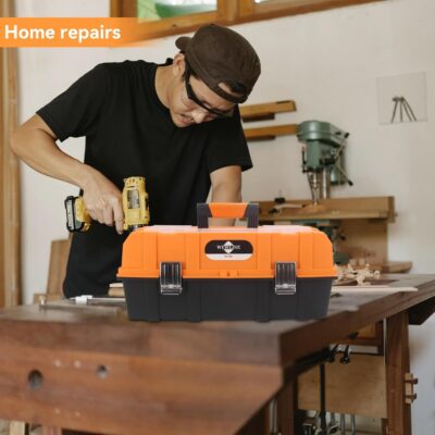 16.5-Inch Tool Box Organizer 3-Layer Multiplication Plastic Storage Toolbox with Portable Handle Perfect for Home Office Car Trunk Fishing - Image 3