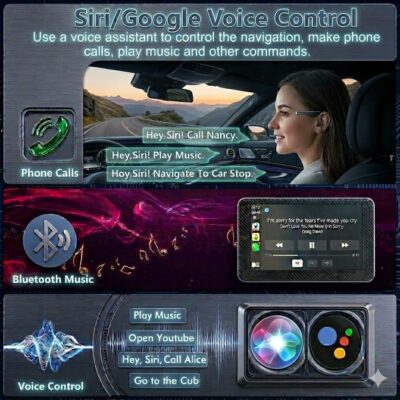 Portable Carplay Screen for Car, 7" HD Touchscreen for Car with Backup Camera/Mirror Link/Bluetooth/Voice Control/GPS/AUX/FM Satellite Radio for All Vehicles. - Image 4