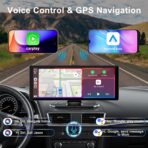 Carplay Screen for Car,10.26" HD Car Stereo for Apple Carplay & Android Auto -with Rotatable 4K Dash Cam & HD Backup Camera, Dual Front/Inside Recording, GPS Navigator for Cars,Trucks - Image 2