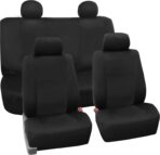 FH Group Car Seat Covers Full Set Black Neoprene - Universal Fit Waterproof Automotive Low Back Front and Solid Back Seat Cover, Washable Seat Cover for SUV, Sedan and Van