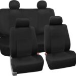 FH Group Car Seat Covers Full Set Black Neoprene - Universal Fit Waterproof Automotive Low Back Front and Solid Back Seat Cover, Washable Seat Cover for SUV, Sedan and Van