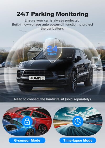 JOMISE 4K Dash Cam Front and Rear with 5Ghz WiFi GPS, Dual Dashcam with 64GB Card, 3" Screen, Night Vision, 24H Parking Mode – Reliable Dash Camera for Family Cars, Rideshare Drivers, and Trucks - Image 7