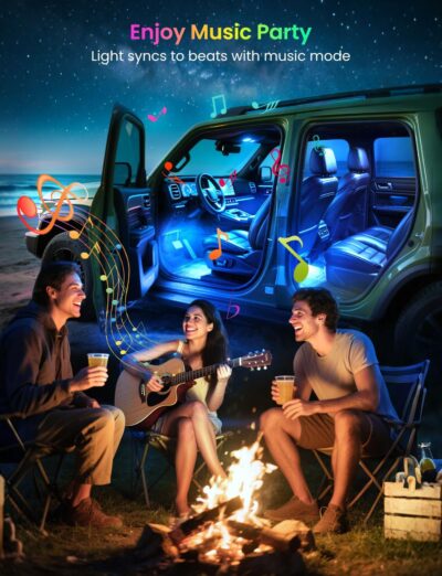 Pak Car LED Lights, Smart RGB 48 LED Car Interior Light with APP Control, Under Dash Car Strip Lights, Music Mode, DIY Mode, 2 Lines Design with Car Charger, Ambient Lighting for Cars, SUVs, Trucks - Image 5