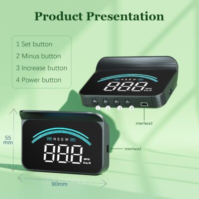Heads Up Display for Cars M11,Universal OBD+GPS Digital Speedometer Dual System 3.5 Inches HUD with Speed,Water Temperature,Driving Mileage,Overspeed Alarm,Suitable for All Cars - Image 5