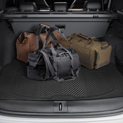 CAR PASS Heavy Duty Rubber Car Mats with Cargo Liner, Deep-Dish Car Floor Mats and Trunk Mat All Weather, Universal Trim-to-Fit for SUVs Trucks Sedans, Waterproof Anti-Slip, Trimmable V12 Black - Image 6