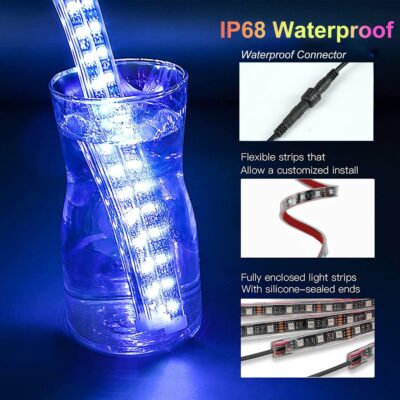 Kairiyard 4Pcs Underglow LED Lights for Cars with App Control, RGB Dream Colors Chasing Music Mode Waterproof Underglow kit for Car Truck - Image 6