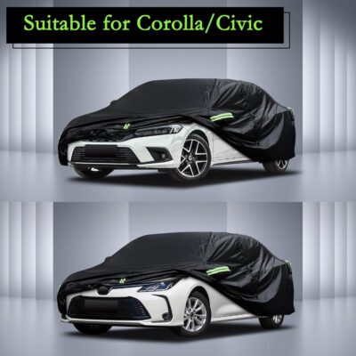 Car Cover Custom Fit for Toyota Corolla 2000-2025, Honda Civic 1991-2025, Waterproof All Weather Full Exterior Cover Rain Sun Protector Car Cover with Door Zipper - Image 6