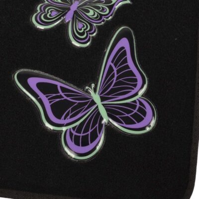 BDK Embossed Neon Purple & Green Butterflies Design Carpet Car Floor Mats for Auto Van Truck SUV-4 Pieces Front & Rear Full Set with Rubber Backing-Universal Fit - Image 6