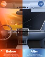 helloleiboo Car Windshield Sun Shade Umbrella 57" x 32", Windshield Sun Shade Foldable with 5-Layer Thickened Vinyl Coating Reflective Heat & UV Protection Fits Most Sedans & Compact SUVs - Image 2