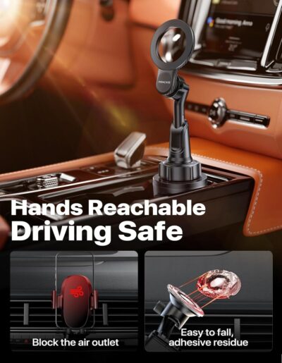 Miracase for MagSafe Car Mount, [Strong Magnetic] 2026 Hands Free Phone Holders for Your Car, Universal Cup Holder Phone Holder for iPhone 17 16 15 14 13 12 Pro Max, Samsung & More Smartphones - Image 2