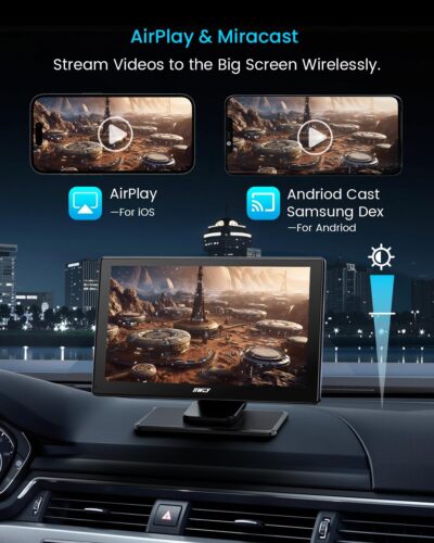 IK5 9" Wireless Apple CarPlay & Android Auto Screen, Portable Car Stereo with 4K Dash Cam & 1080p Backup Camera, Add CarPlay to Any Vehicle, Touchscreen, Mirror Link - Image 7