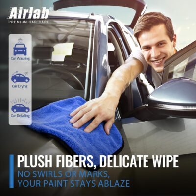 Airlab Microfiber Towels for Cars Wash Drying Thick Plush Cleaning Cloth Auto Detailing Super Absorbent for Interior & Exterior Lint Free, Streak Free, 16" X 16", 800 GSM, Pack of 4 - Image 5