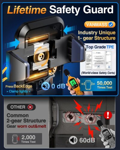 VANMASS【85+LBS Strongest Suction & Military-Grade 2026 Ultimate Car Phone Mount【Patent & Safety Certs】 Cell Phone Holder Truck for Dash Windshield Vent for iPhone 17 Pro Max Automobile Accessory Kits - Image 7
