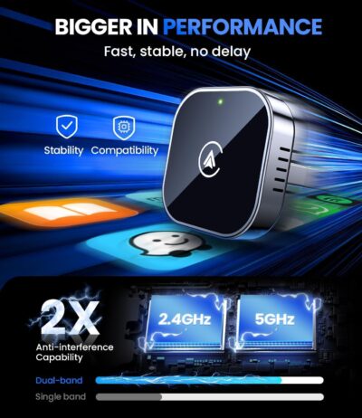 Teeran 2 in 1 Wireless CarPlay and Android Auto Adapter, Easy Setup Plug and Play, Fast Seamless Use Supports 1000+ Cars with Built-in Wired Car Play/Android Auto Compact Sleek Design Car Adapter - Image 4