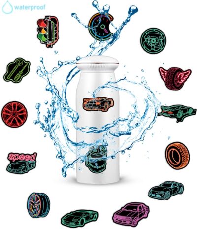 50pcs Neon Car Theme Sticker,Waterproof Vinyl Stickers - Automobile Race Decor & Party Favors Gifts for Laptop, Water Bottle, Skateboard Guitar (Neon Sticker-3) - Image 7