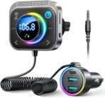 JOYROOM 96W FM Transmitter Bluetooth 6.0 Car Adapter Aux with 3 Charging Ports【PD 60W & 2 * 18W】【Air Vent Installation for Safe】 Deep HiFi Bass Player Wireless Radio Fun Car Accessories Gift Set