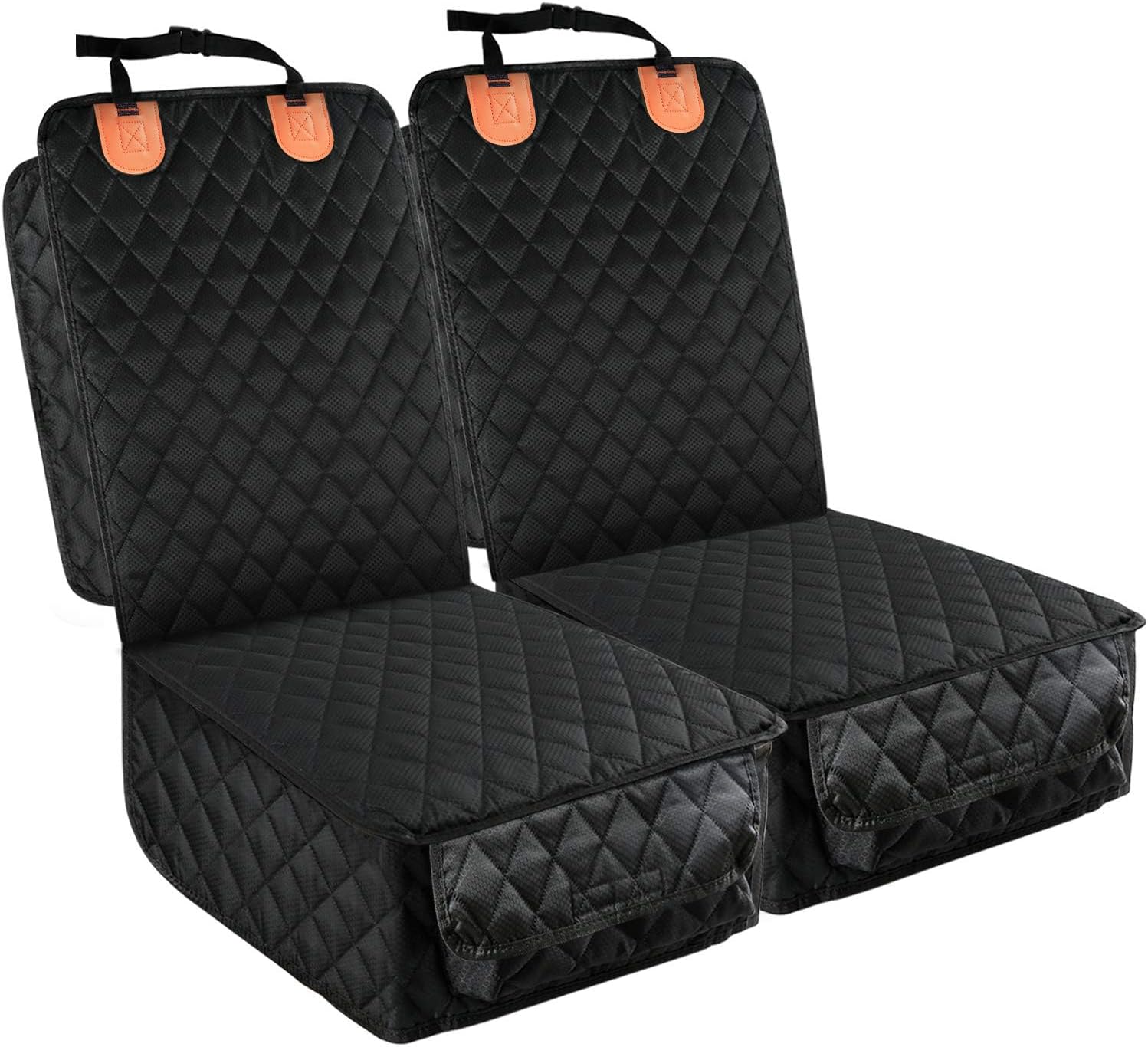 71Zln9o53cL._AC_SL1500_.jpg PETICON Front Seat Cover 2 Pack, Full Protection Dog Car Seat Cover with Side Flaps, Nonslip Scratchproof Captain Chair Seat Cover Fits for Cars, Trucks, SUVs, Jeep, Black - Image 1