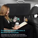 Car Sun Shade Side Window, 2 Pcs Blackout Car Window Shade for Baby Privacy with Storage Net Pockets Auto Curtains 7 Suction Cups for Heat/UV Protection Sun Block Covers - Image 2