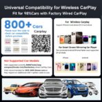 Wireless CarPlay Adapter with Wired DP Video Streaming for Net-Flix YouTube TikTok, Screen Mirroring for iOS & Android, Voice Control Navigation Music Calls, Compatible with Wired CarPlay Gray - Image 9