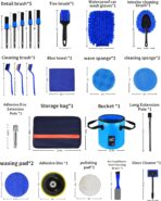 Car Cleaning Kit：40 Pcs Interior Windshield and Window Cleaner Detailing Set；Wheel & Tire Brush；Car Wash Mitt；Cleaning Bucket；Total Care Supplies；Towels；Automotive Tools - Image 8