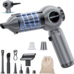 Handheld Car Vacuum Portable Cordless 25000Pa High Power Small Mini Hand Vacuum Cleaner Rechargeable 4-in-1 Compressed Air Duster Blower Pump Wireless Handheld Vac for Car Office Desktop Home Cleaning