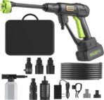 Cordless Pressure Washer Battery Powered; 990PSI Cordless Power Washer with 6-in-1 Nozzle, 23FT High-Elastic Hose, 21V Battery&Charger; Home Portable Handheld Pressure Washer Cleaner (EnduringGreen)