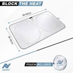 Tesla Windshield Sun Shade for Model 3 and Y - Size (56" x 36"), Premium 240T Reflective Sunshade, Heat Shield, UV Protection Foldable Front Window Sunshade with Storage Pouch Tesla Car Accessories - Image 2