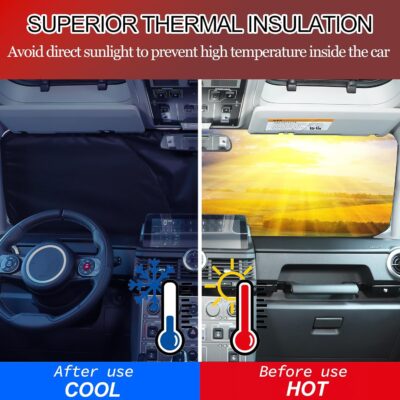 Front Windshield Sun Shade Compatible with INEOS Grenadier 2020-2026, Car Windshield Sun Shade Foldable Elastic Memory Steel Wire Sun Shield UV Protection Car Accessories - Image 3