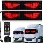 Multifunctional Bright 2PCS Devil Eyes for Cars Windshield - 23in x 5in [ Upgraded Chip Two Screens 100% Synchronized ] Programmable LED Eyes for Car - Flex LED Display - Sized Cars/SUVs/Trucks