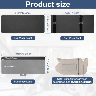 NAZZO Sun Visor Extender for Car, Sun Blocker with PC Sunshade Lens, Magnetic Mounting Adjustable Position, Protect from Glare, UV Rays, Snow Blindness for Safe Driving, Universal for Car, SUV (Black) - Image 6