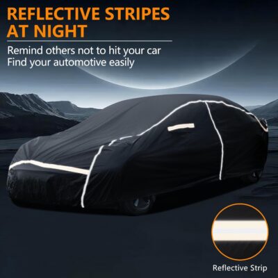Car Cover Waterproof All Weather,6 Layers Car Covers for Automobiles, Full Exterior Cover with Zipper, Outdoor Car Cover Sun UV Rain Snow Wind Protection, Fit for 185"(185*70*59 inch)Sedan - Image 3