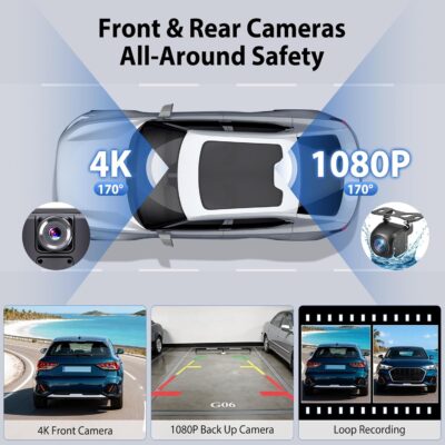 10.26" Wireless CarPlay Screen for Car: 4K Dash Cam & 1080P Backup Camera, Portable Touchscreen Car Stereo for Apple Carplay & Android Auto, GPS Navigation, Mirror Link, BT, FM, Voice Control - Image 4