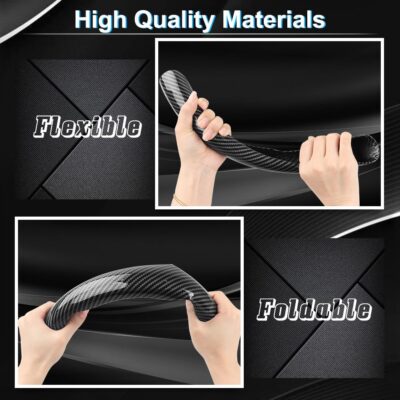 Carbon Fiber Steering Wheel Cover 3PCS, Non-Slip Grip for Universal Cars,Fit for 14–16 Inch Wheels, Interior Accessories for Cars Trucks (Black) - Image 6