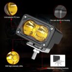 LED Pods Amber, 2Pcs 40W 3 Inch Driving Light Yellow Off Road Light LED Bumper Lights Super Bright LED Work Light Cube Waterproof Combo Fog Light for Truck ATV UTV SUV Motorcycle Boat - Image 3