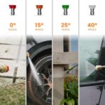 Giraffe Tools Grandfalls Retractable Pressure Washer G20, 2500 PSI 2.2 GPM, 180° Wall Mounted Power Washer, Auto-Retract with 65ft Pressure Hoses, 5 Nozzles for Floor/Cars/Fences/Patios, Dark Silver - Image 8