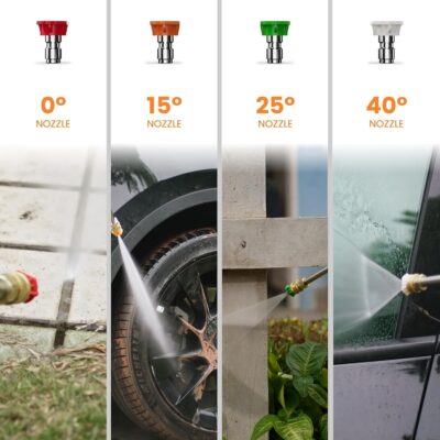 Giraffe Tools Grandfalls Retractable Pressure Washer G20, 2500 PSI 2.2 GPM, 180° Wall Mounted Power Washer, Auto-Retract with 65ft Pressure Hoses, 5 Nozzles for Floor/Cars/Fences/Patios, Dark Silver - Image 8