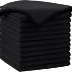 AIDEA Microfiber Cleaning Cloth-12PK, Soft Microfiber Towels for Cars, Absorbent Cleaning Rags, Lint-Free Streak-Free Wash Cloths for House, Kitchen, Window(12in.x12in), Black