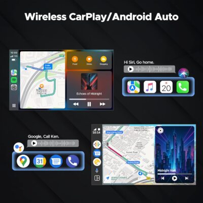 Volam 9'' Carplay Screen with Net-Flix YouTube and AHD Backup Camera Upgraded Wireless Android Auto Screen Portable AI Magic Video Box Built-in Apps Voice Control Car GPS for iOS 10+ Android 11+ - Image 3