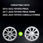 Hubcaps Wheel Covers Fit for 2016-2022 Toyota Prius & 2017-2022 Prius Prime & 2020-2024 Corolla Hybrid Wheel Rim Covers, Snap On Installation (15-inch Set of 4 Pcs) (Silver) - Image 2