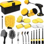 TTRCB 27Pcs Car Detailing Kit, Car Detailing Brush Set, Auto Detailing Drill Brush Set, Car Detailing Brushes, Car Wash Kit, Car Accessories, Car Cleaning Tools Kit for Interior, Exterior, Wheels