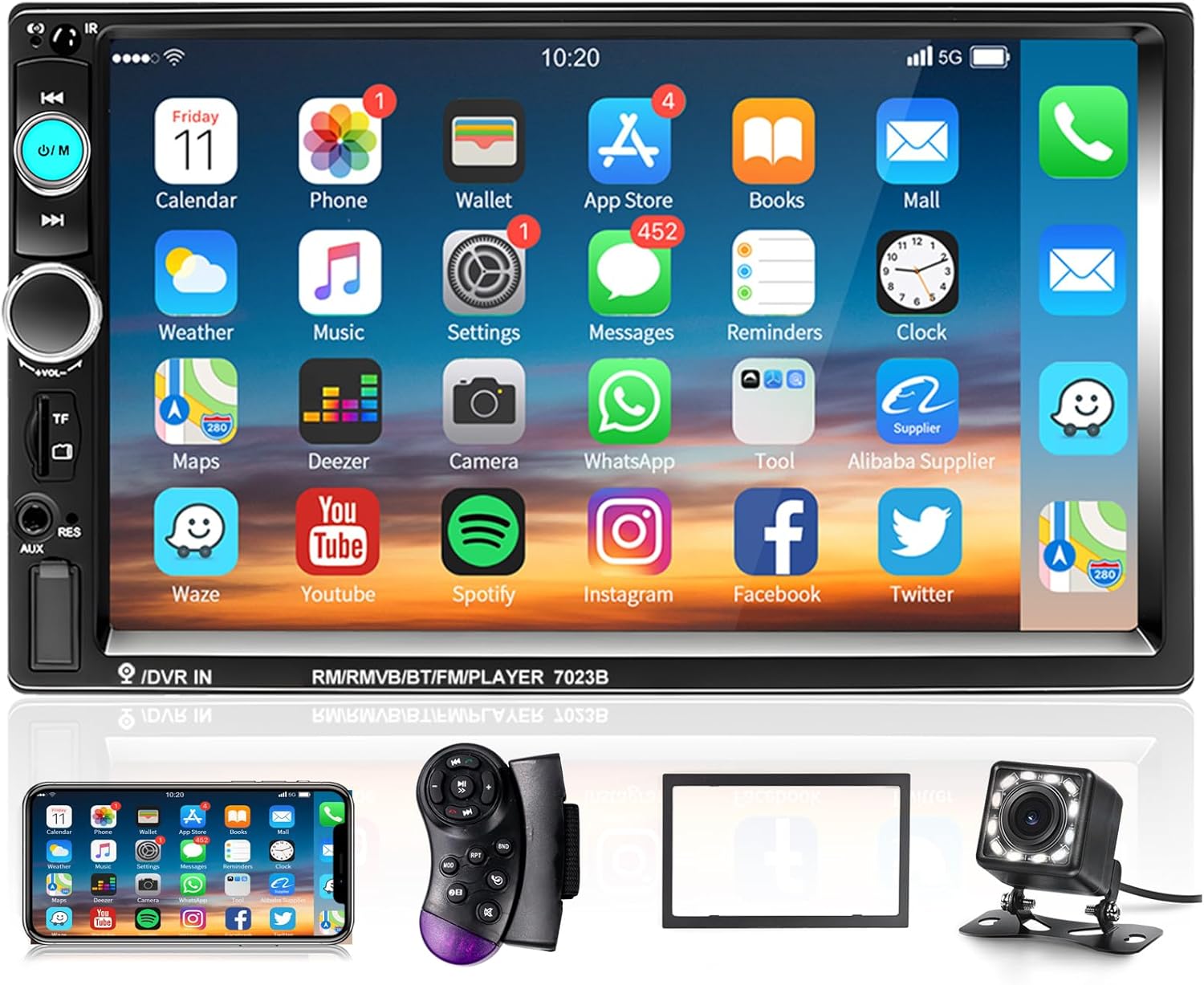 71a7rnl7fEL._AC_SL1500_.jpg Podofo Car Stereo Double Din Car Radio 7 Inch MP5 Player with HD Touch Screen Digital Display Bluetooth Multimedia Support PhoneLink USB SD Aux-in 2 Din Autoradio with Backup Camera - Image 1