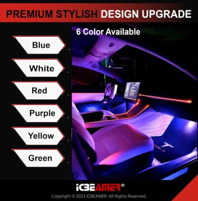 ICBEAMER For Tesla Interior LED Lights Kit: Ultra-bright, easy plug-in, with a panel removal tool. Fits Model 3, S, Y, X. Trunk, Frunk, Door Puddle, Foot-Well, Fit Tesla Accessories(4 Packs in Blue). - Image 4