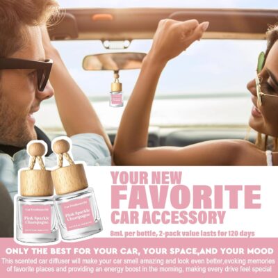 HoogaLife Car Air Freshener Diffuser 2 Pack Hanging Air Freshener Diffuser - Pink Sparkle Champagne Fragrance Oil Air Diffuse r for Car, 45+ Days Long Lasting Fragrance Made in USA (P38) - Image 4