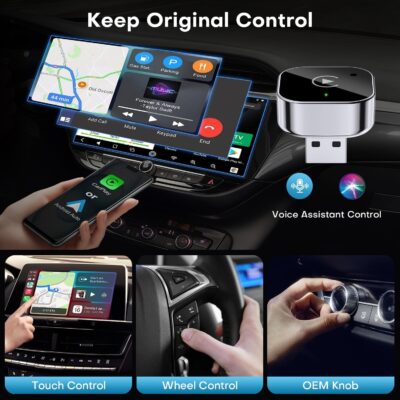 2025 Upgraded Wireless CarPlay Adapter for iPhone＆Android, Mini Wired to Wireless Adapter for CarPlay ＆Android Auto, Plug and Play, Stable Connection & No Latency - Image 5